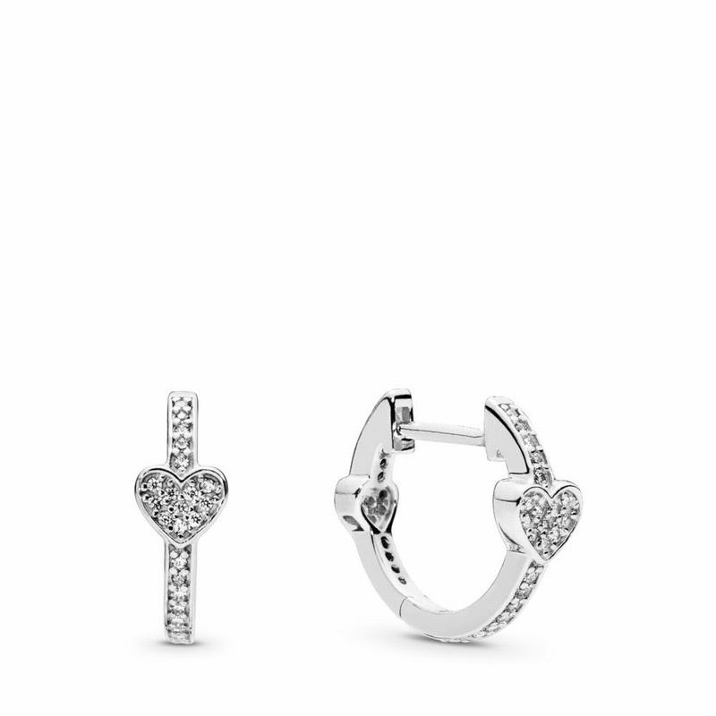 Pandora Australia Alluring Hearts Hoop Earrings - Sterling Silver | OIDVQR502